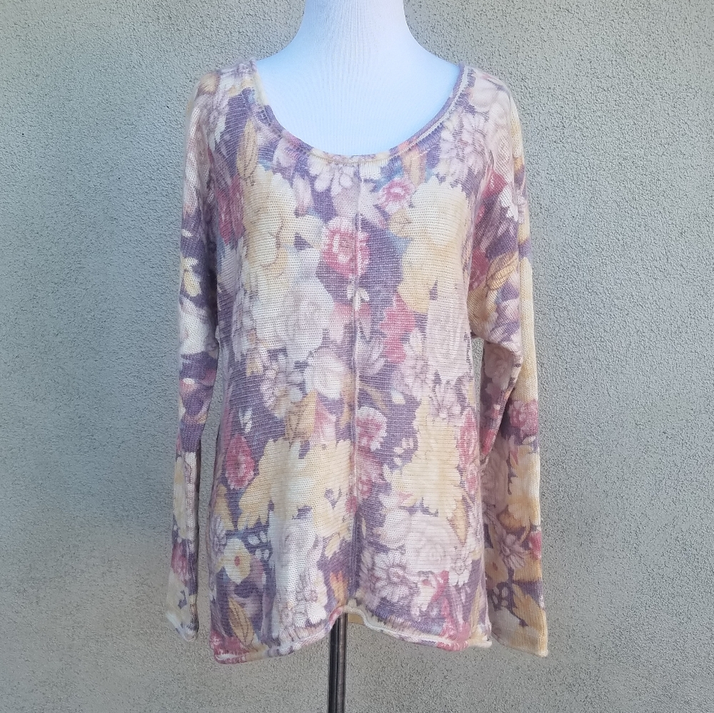Free People Floral Print Sweater Top - Picture 1 of 8